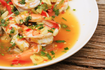 Spicy salad and shrimp - asia food