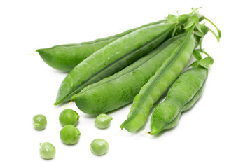  Peas with leaves isolated on white