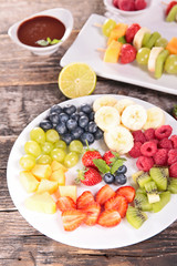 assorted fruits and dip
