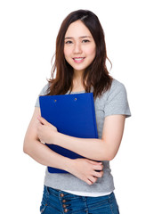 Asian woman hold with clipboard