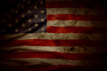 Dark vintage retro grunge American flag