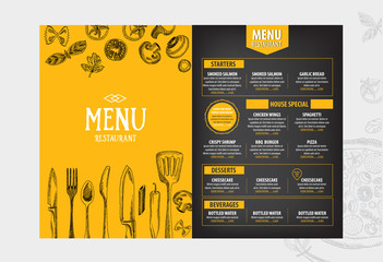 Cafe menu restaurant brochure. Food design template. - 86182714