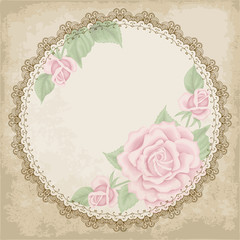 Old paper background with roses