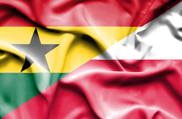 Waving flag of Poland and Ghana