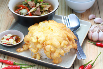 Thai style minced pork omelet