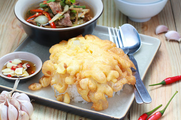 Thai style minced pork omelet