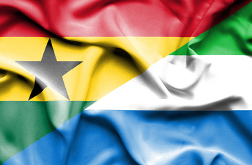 Waving flag of Sierra Leone and Ghana