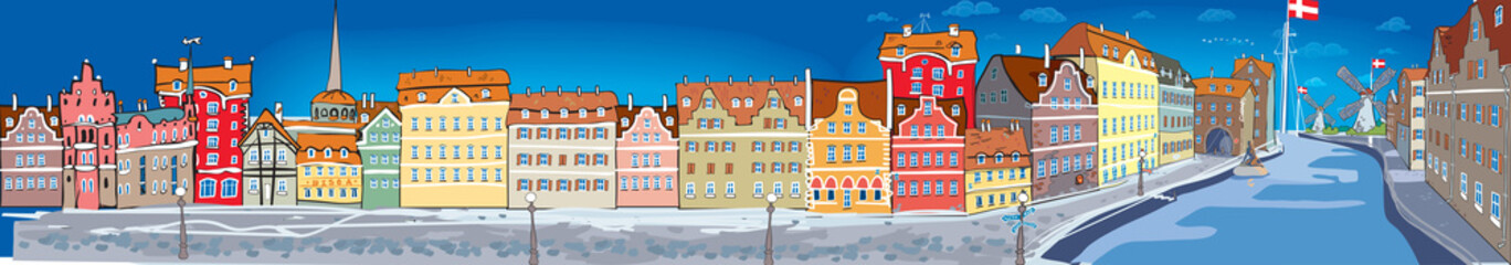 Nordic city Copenhagen, capital of Denmark. Vector