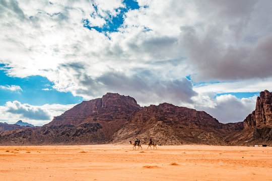 Jordanian desert in Wadi Rum, Jordan.