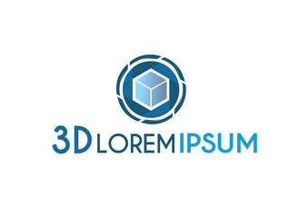 3 D company logo.Cube inside aperture leaf logo.
