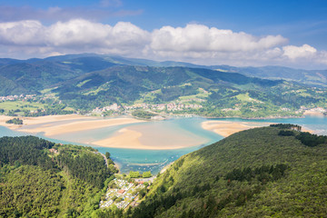 Fototapeta na wymiar Panoramic view of Urdaibai reserve from San Pedro de Atxarre chapel, Bizkaia, Spain