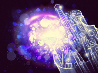 Abstract Violin on Bokeh Background