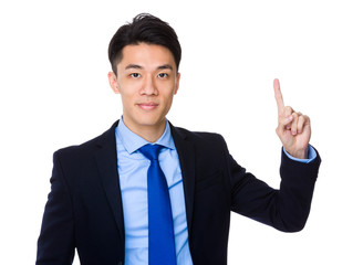 Businessman with finger point up