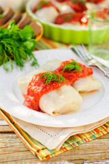 Cabbage Rolls with Tomato Sauce and Dill
