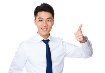 Asian businessman with thumb up gesture