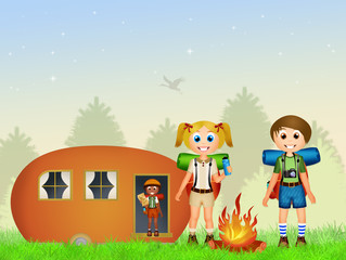 camping with caravan