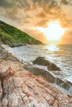 Beautiful scenery seascale in sunset time ,Thailand
