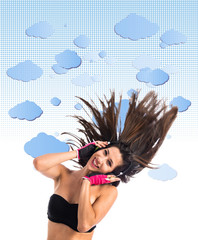 Pretty woman listening music