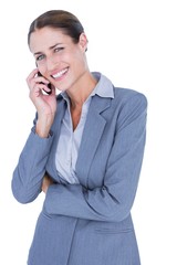  Businesswoman calling with her smartphone