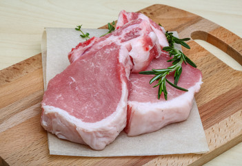 Raw pork steak