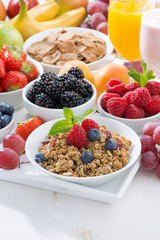 Delicious and healthy breakfast with fruits, berries and cereal