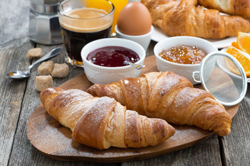 delicious breakfast with fresh croissants
