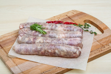 Handmade sausages for grill
