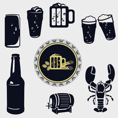 Beer icons set. Vector EPS10 illustration