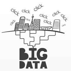 Big data collection vector sketchy illustration
