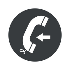 Monochrome round incoming call icon