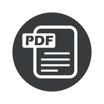 Monochrome round PDF file icon