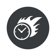 Monochrome round burning clock icon