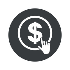 Monochrome round dollar click icon