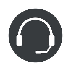 Monochrome round headset icon