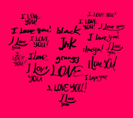 Handmade calligraphy. Set of grunge ink vector elements.