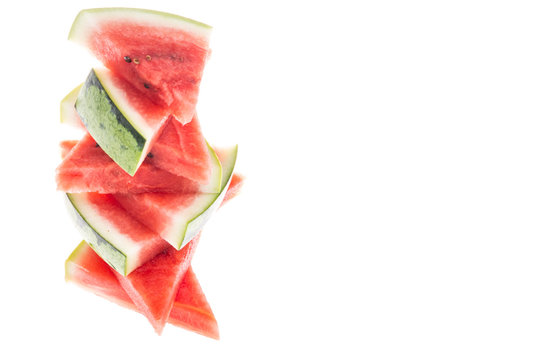 water melon slices on white as a border