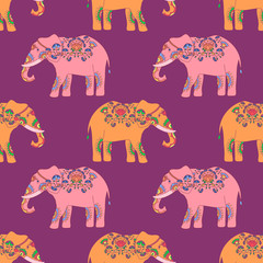 Indian elephant with beautiful pattern. 