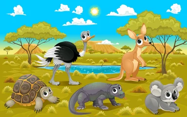 Gordijnen Australian animals in a natural landscape © ddraw