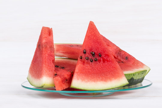 watermelon slices on table