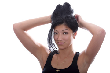 Fototapeta premium beautiful girl with long black hair