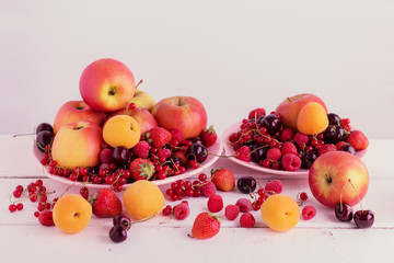 Fruits and berries (apples, apricots, raspberries. strawberry, c