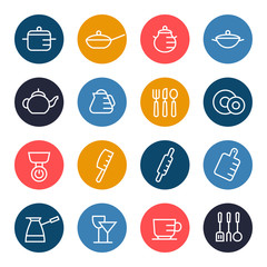 Kitchen utensils icon set