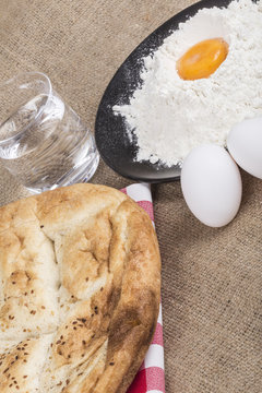 still life of pita breads with its ingredients