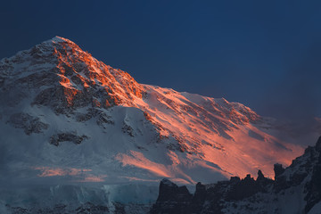 Kambachen Peak (7,903 m).Nepal, Kangchenjunga region, view of Kambachen Peak (7,903 m) from Kangchenjunga North Base Camp (5,329 m)