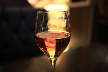 glass of wine restaurant interior serving dinner