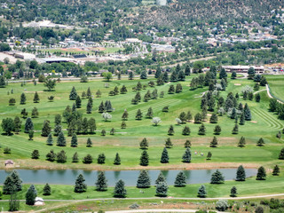 Looking down on a public golf course in Durango, Colorado