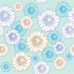 hand draw illustration chamomile pattern