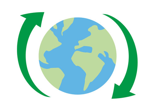 Vector image of green arrows and the globe