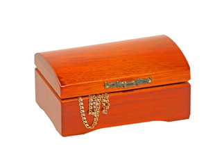 Jewlery wooden chest isolated on white background.