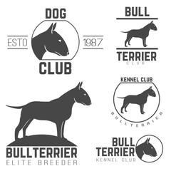 design logotypes, labels set of bill terrier god breed for